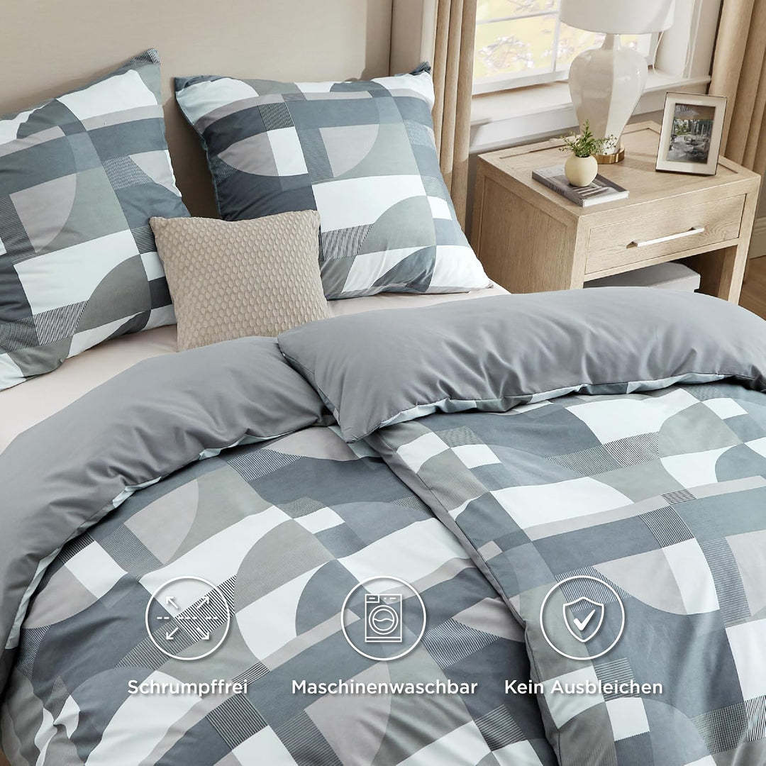 BEDSURE Bettwäsche 135x200 4teilig Bettbezug - Bettwäsche-Sets 135 x 200 cm 2er Set mit 2 Kissenbezü