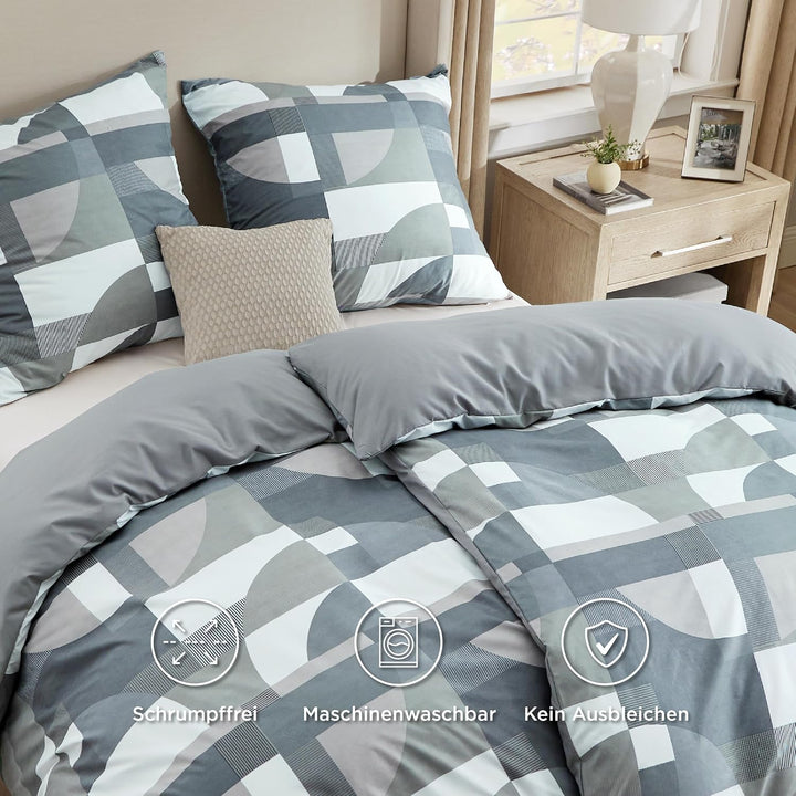 BEDSURE Bettwäsche 135x200 4teilig Bettbezug - Bettwäsche-Sets 135 x 200 cm 2er Set mit 2 Kissenbezü