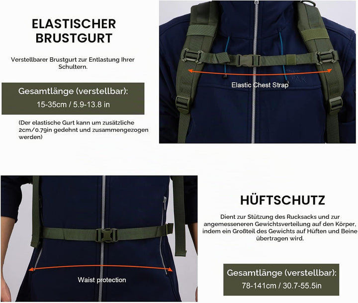 Mardingtop 28L Rucksack Taktischer Rucksack Wanderrucksack Trekkingrucksack Angelrucksack für Surviv
