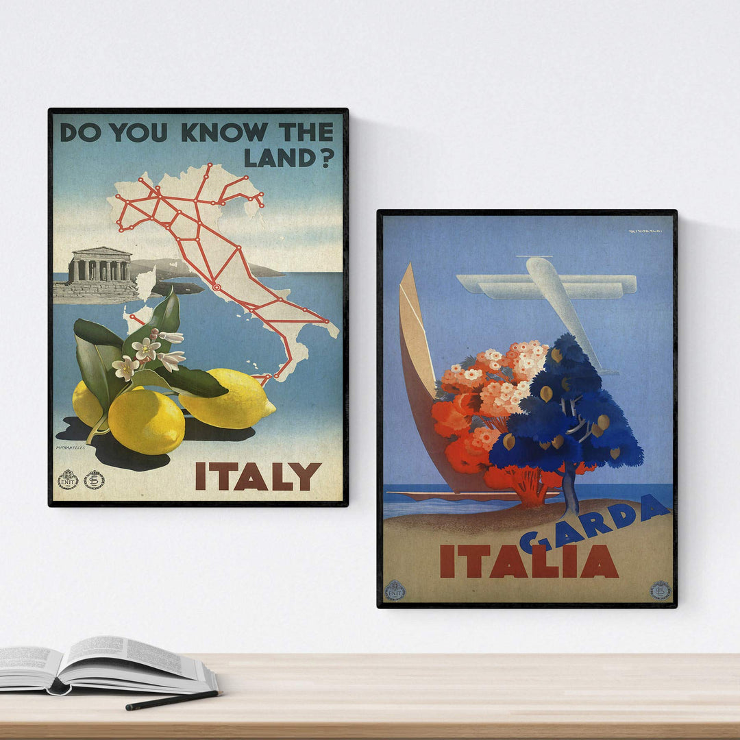 Nacnic Sets Travel Poster, Vater A3 mit Rahmen Italien, A3 mit Rahmen Italien