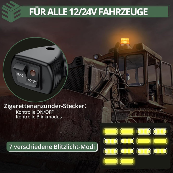 EYPINS 40 LED Rundumleuchte, 40W Auto Warnleuchte, Rundumleuchte Orange, Magnet Warnlicht Blinkleuch