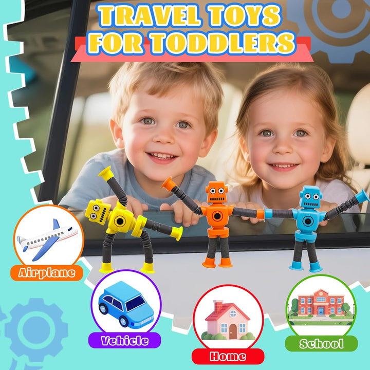 16 PCS Saugtasche Roboter Spielzeug, Form ändern Teleskopische Pop Röhre Sensorische Spielzeug, Lust