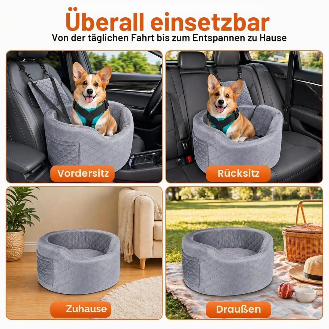 Hundeautositz für kleine Hunde – Schwarzer Booster Autositz mit 28D Memory Foam, Rutschfester Wasser