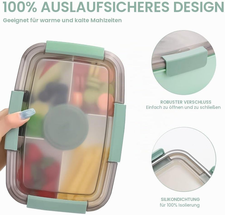 Bugucat Lunchbox Erwachsene 2000ML 2 Set,Auslaufsichere Brotdose Bento Box mit Fächern für Kinder,Sa