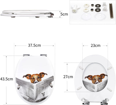 Fanmitrk Toilettendeckel, WC Sitz mit Absenkautomatik, Klobrille aus Holz, Klodeckel mit Motiv, Toil