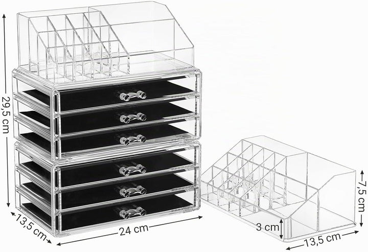 SONGMICS Make-up Organizer, Kosmetik-Organizer mit 3 Schubladen und 15 Fächern in unterschiedlichen