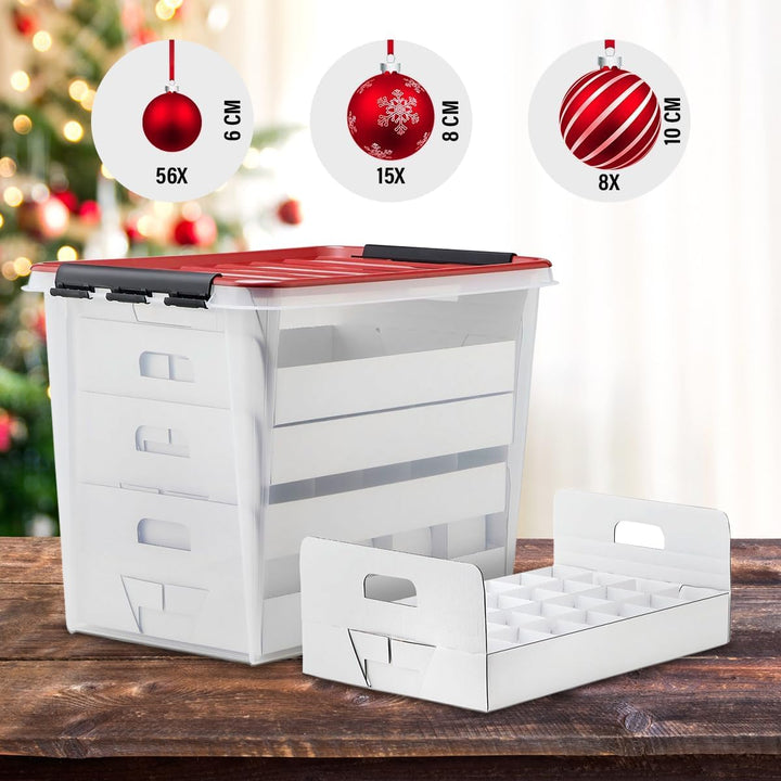 Weihnachtskugel Aufbewahrungsbox mit Deckel | Sichere & stilvolle Aufbewahrung für Weihnachten | Chr