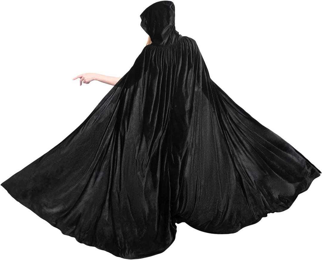 Chitomars Umhang mit Kapuze, gross Size Halloween Umhang Kostüm Damen Samt Cosplay Hexen Vampir Kost