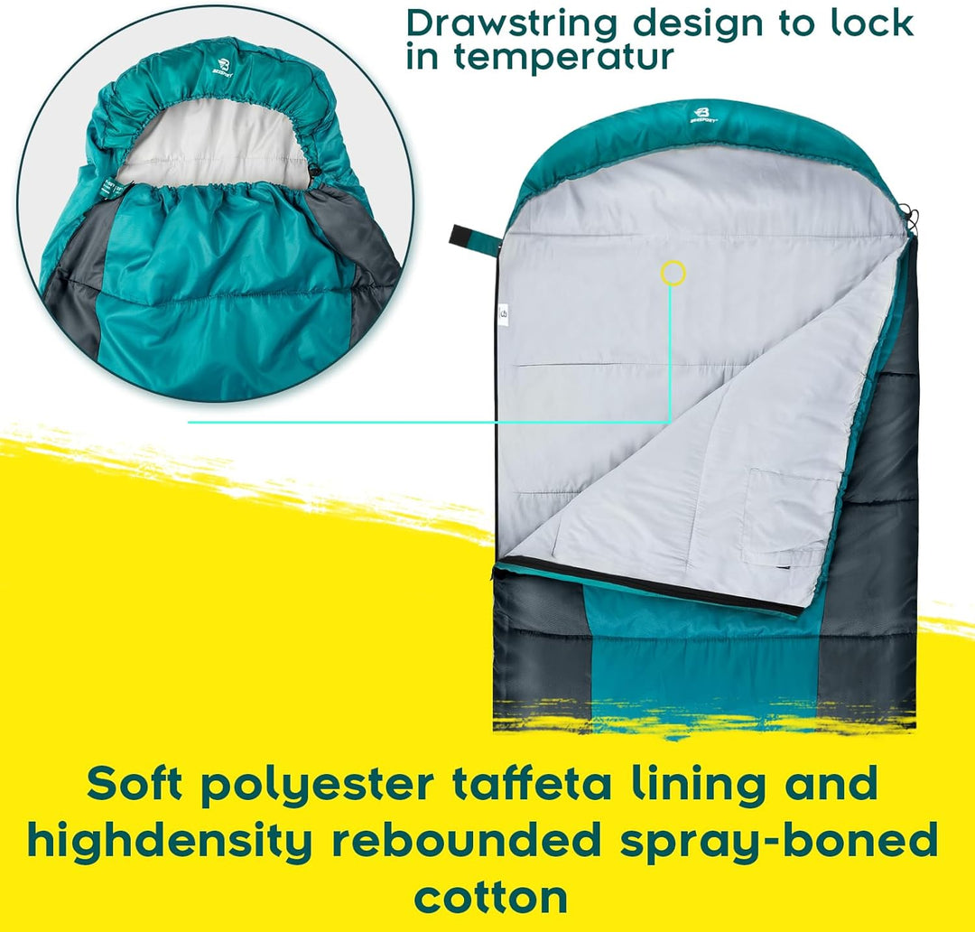 Bessport Schlafsack Flannel für Camping 3-4 Jahreszeiten - 10 °C-20°C | Winter Schlafsack Leichtgewi