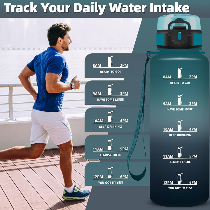 Trinkflasche- 1.5 liter- Trinkflasche Sport, Wasserflasche Auslaufsicher, mit Schlüsselband, Wasserf