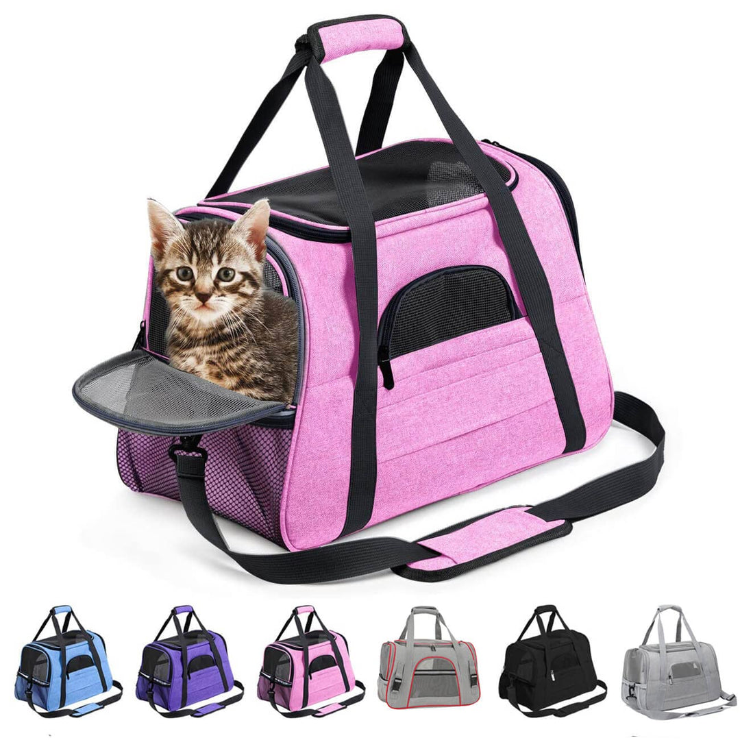 kleine Hunde Transportbox,transportbox Katze, Atmungsaktive und Faltbare Hundebox mit Verstellbarem,