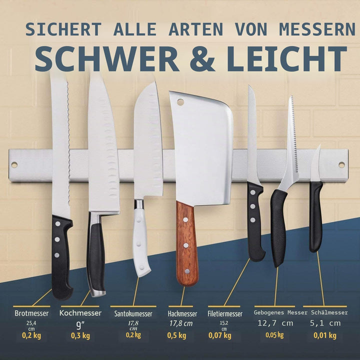 [Verbesserte 50cm] Magnetleiste Messer, Extra Starker Magnet Messerhalter aus Edelstahl, Magnetleist