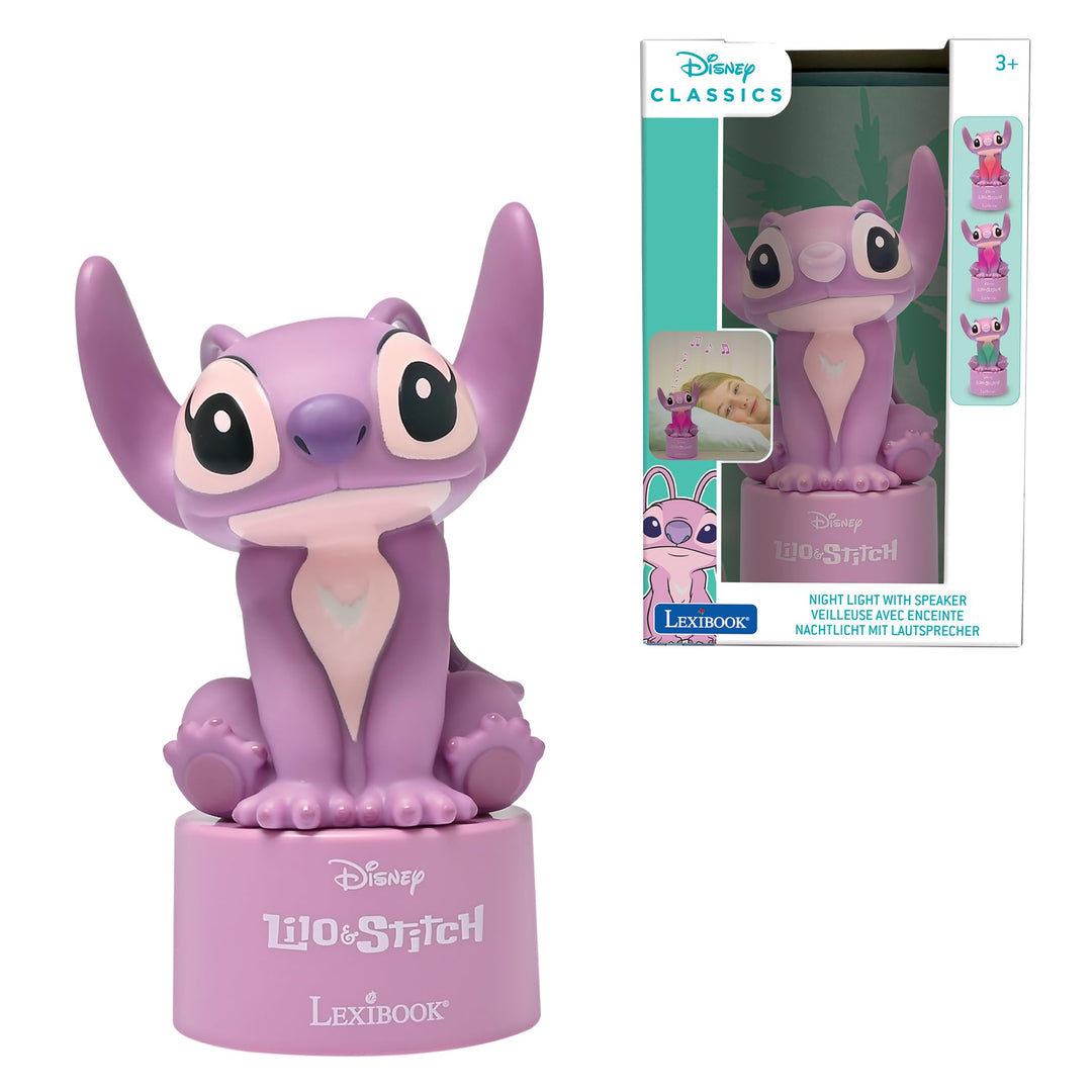 Lexibook, Disney Stitch, Angel Nachtlicht mit Lautsprecher, Farbwechsel, Weiches Licht, Batteriebetr