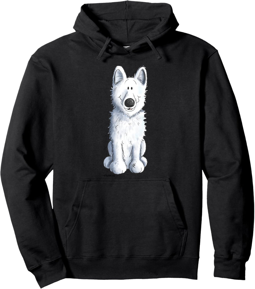 Lustiger Weisser Schäferhund I Schweizer Schäferhund Comic Pullover Hoodie