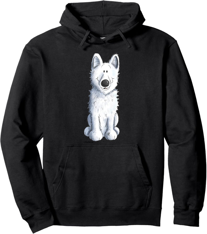 Lustiger Weisser Schäferhund I Schweizer Schäferhund Comic Pullover Hoodie