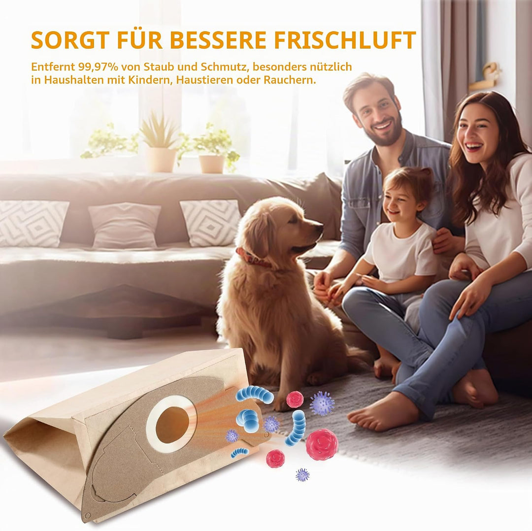 20 stück Staubsaugerbeutel für Kärcher WD2,Ersatzbeutel,Beutel 6.904-322.0,Passend für Kärcher WD2 P