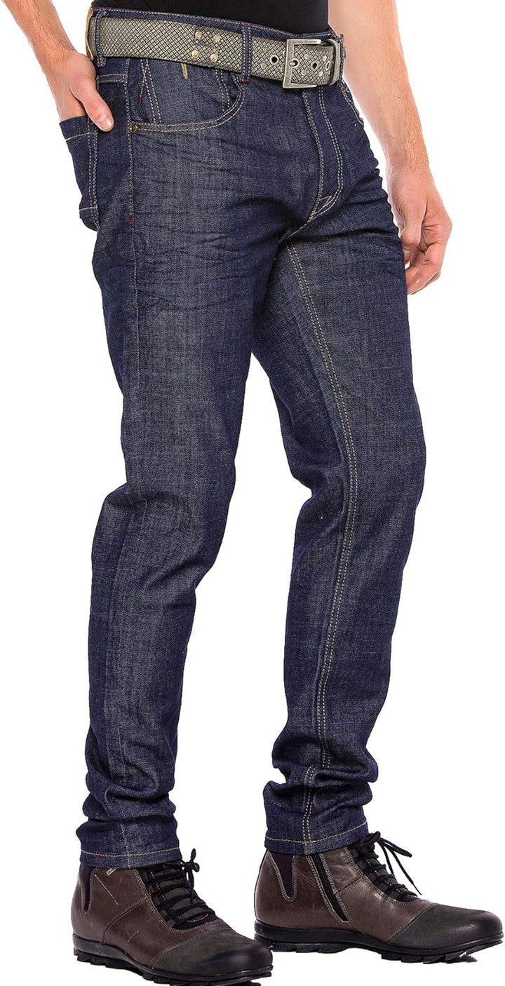 Cipo & Baxx Herren Jeans Hose Basic Casual 5-Pocket Denim Regular Fit Washed Jeans Pants Hose Dunkel