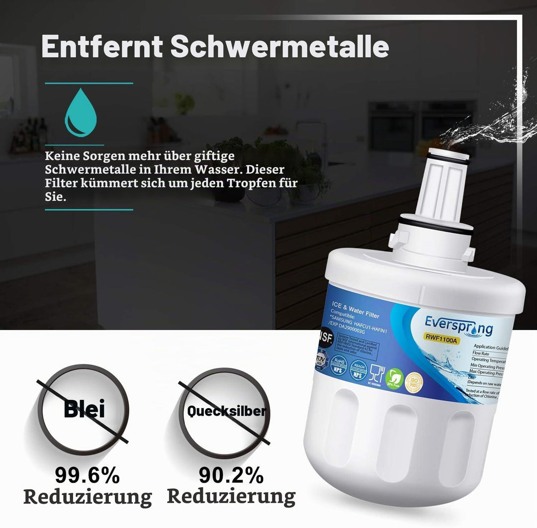 EVERSPRING Kühlschrank Wasserfilter Ersatz für Samsung DA29-00003F, DA29-00003G, Aqua Pure Plus Hafi