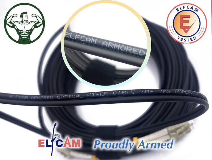 Elfcam® - Gepanzerte Glasfaser-kabel LC/UPC auf LC/UPC OM3 Multimode Duplex 50/125um LSZH, LWL-Kabel