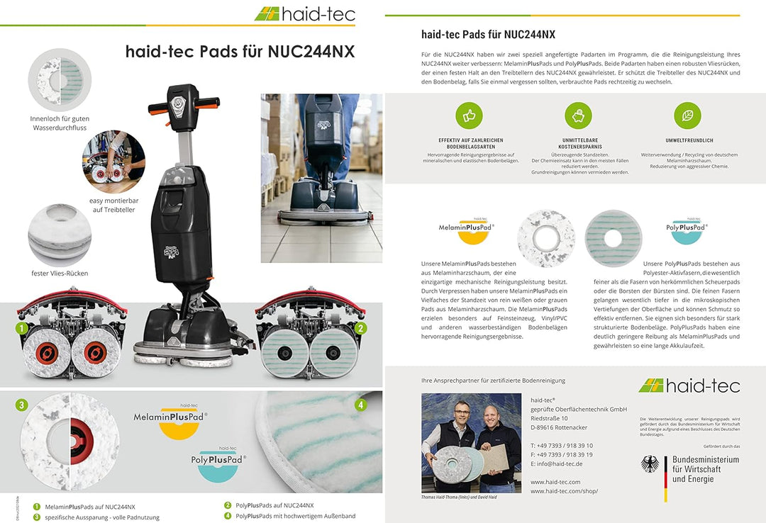 haid-tec Set 2x MPP + 2x PPP für Numatic NUC244NX, 2x Melamin Plus Pad, 2x PolyPlusPad