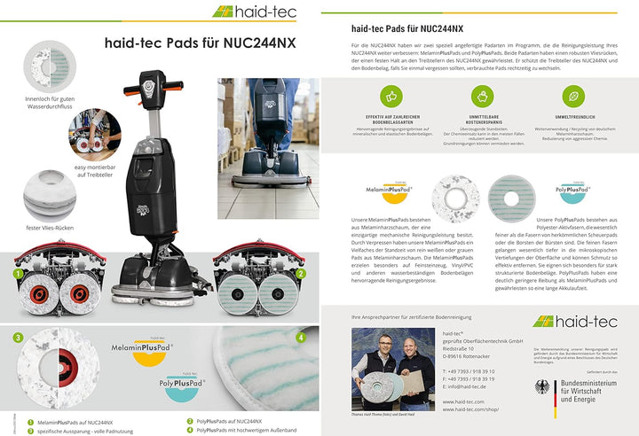 haid-tec Set 2x MPP + 2x PPP für Numatic NUC244NX, 2x Melamin Plus Pad, 2x PolyPlusPad