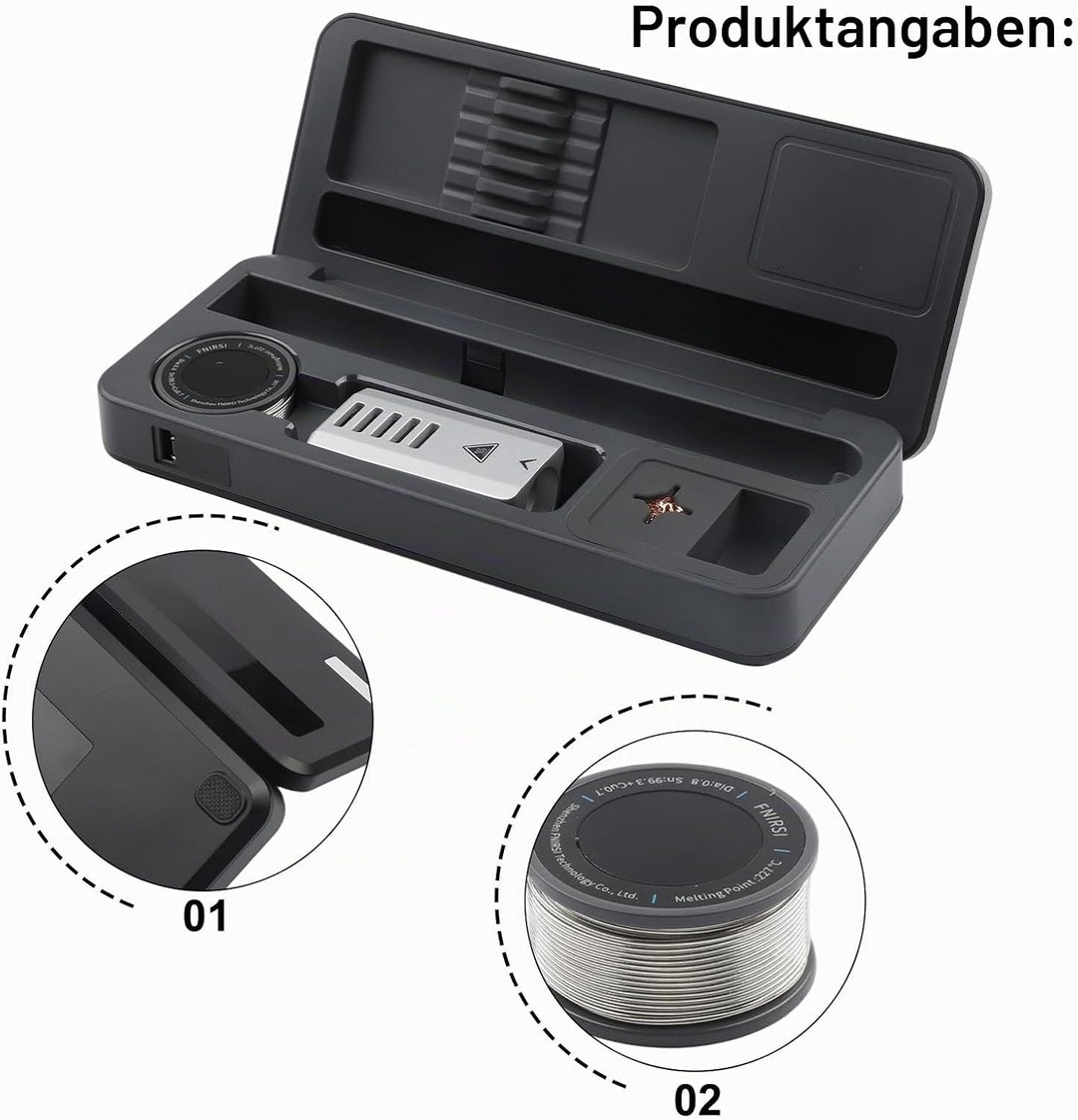 Hs-02 Smart Soldering Iron Kit, Mobile Workbench Storage Box With Type-C Charging, 9-24V DC Temperat