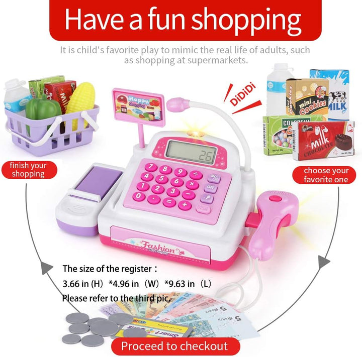 34 Stück Kasse Kinder Rollenspiel Supermarkt Spielzeug Kaufladen Kaufmannsladen Zubehör Registrierka