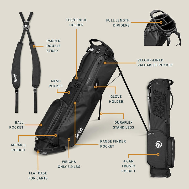 Sunday Golf EL Camino Tasche – Leichte Tasche mit Gurt und Ständer – Einfach zu tragen – Par 3 und S