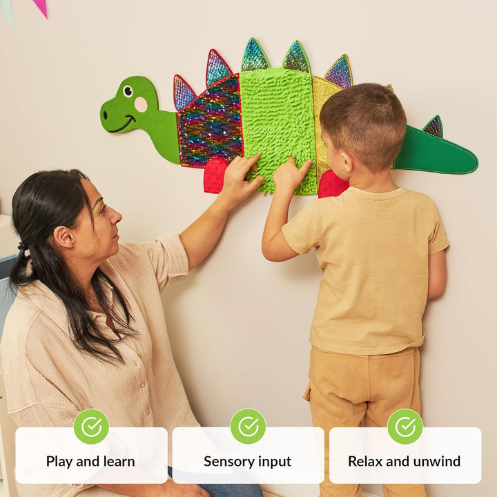 ODOXIA Sensorik-Wandpaneel für Kinder | Fühlen, Erleben & Lernen | Dinosaurier-Spielzeug für Sensori