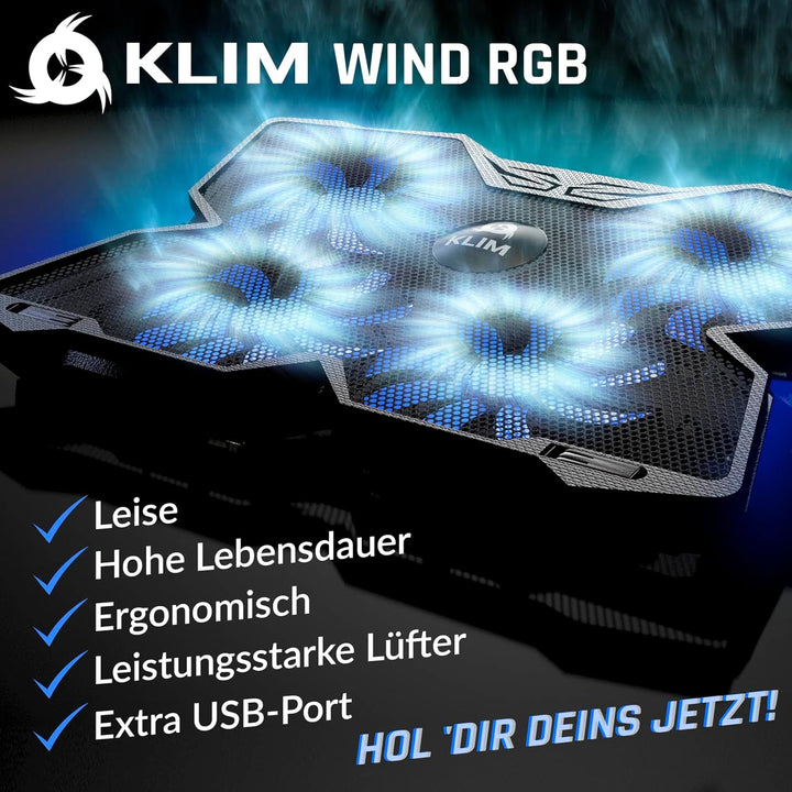 KLIM Wind Laptop Kühler RGB - Mehr als 500 000 verkaufte Einheiten - NEU 2024 - Leistungsstark Wie K
