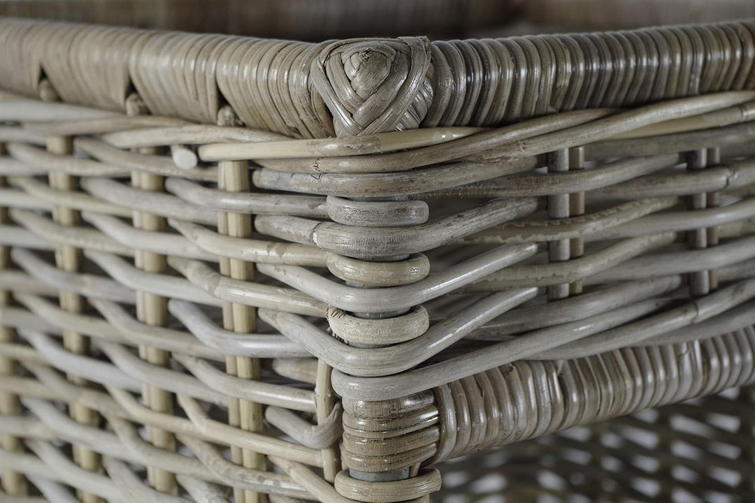 Kobolo Kaminholzregal für Kaminholz - mit Ablagefläche - Rattan grau - 50x50x70 cm
