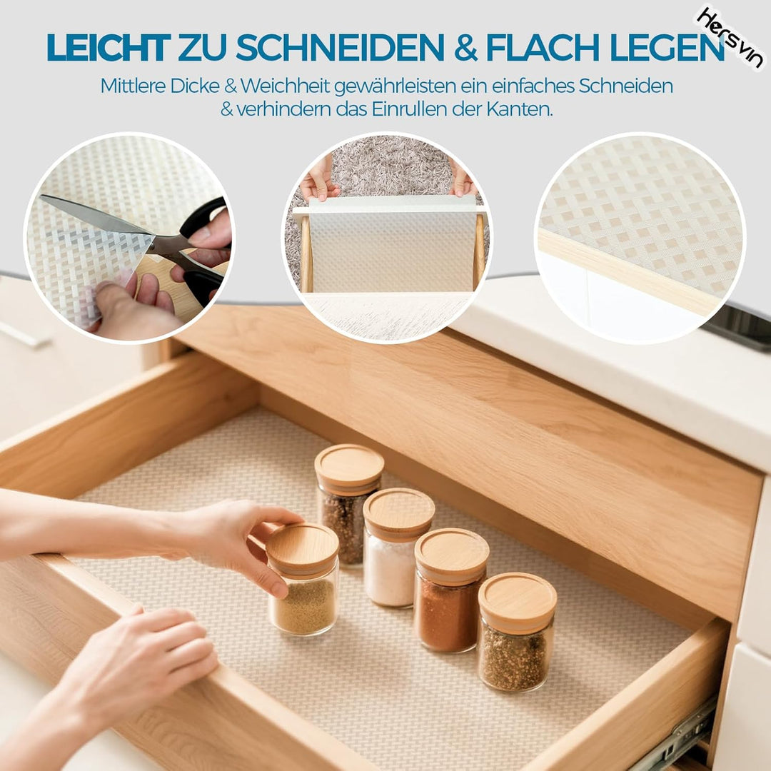 Hersvin Schubladenmatte 44.5cmx500cm Schrankpapier Schubladeneinlage Eva Wasserfest Nicht Klebende U