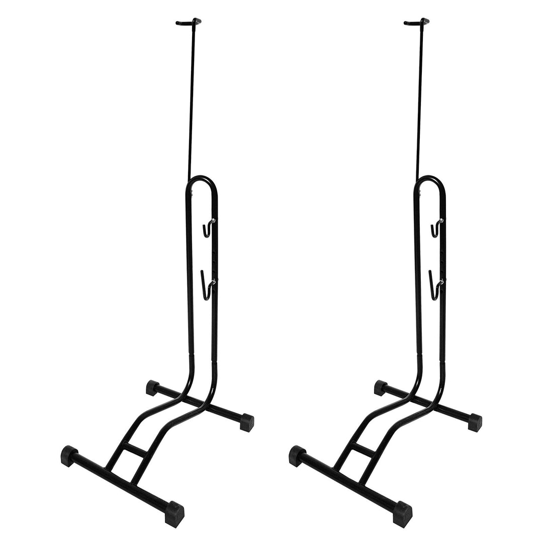 2x WELLGRO® Fahrradständer - Stahl, schwarz, sicherer Stand, Haken mit Kunststoffummantelung, 3 Funk