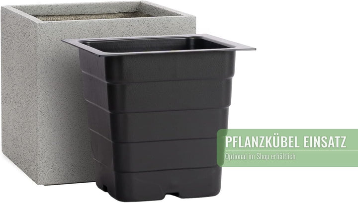 Pflanzwerk® Pflanzkübel Cube Granit Grau 28x28x28cm *Frostbeständiger Blumenkübel* *UV-Schutz* *Qual