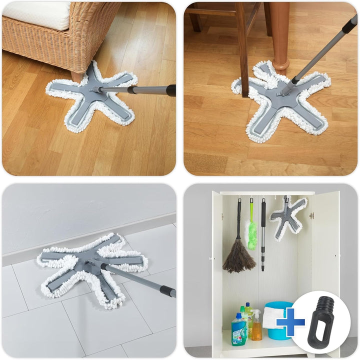 Bodenwischer Mod. Oktopus Teleskopstiel verstellbar 360 Grad Duo-Knickgelenk aus Karbonstahl Masse 4