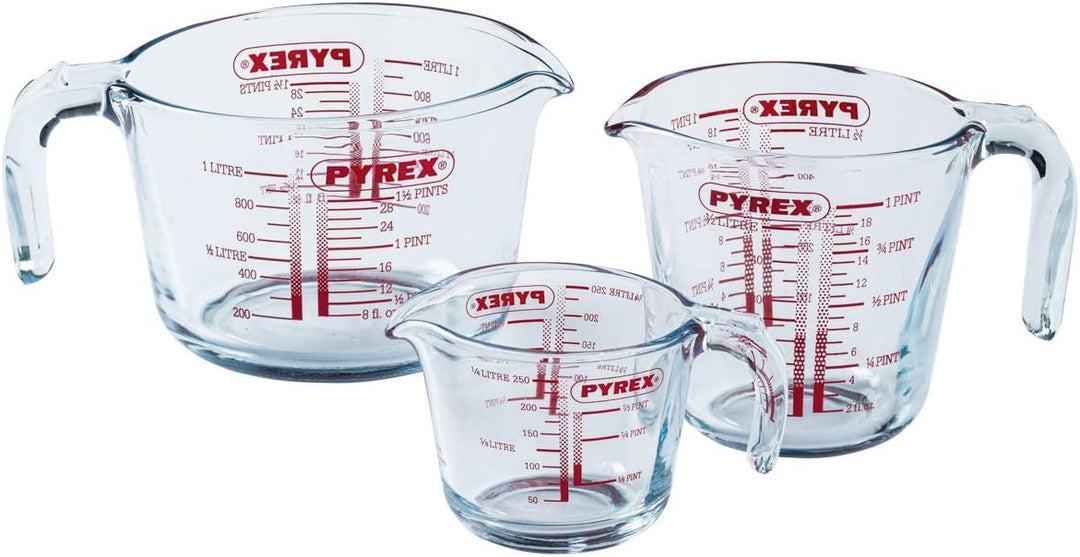 Pyrex – Messkrug aus strapazierfähigem Glas, Glas, durchsichtig, Set 3 pièces 3 Stück (1er