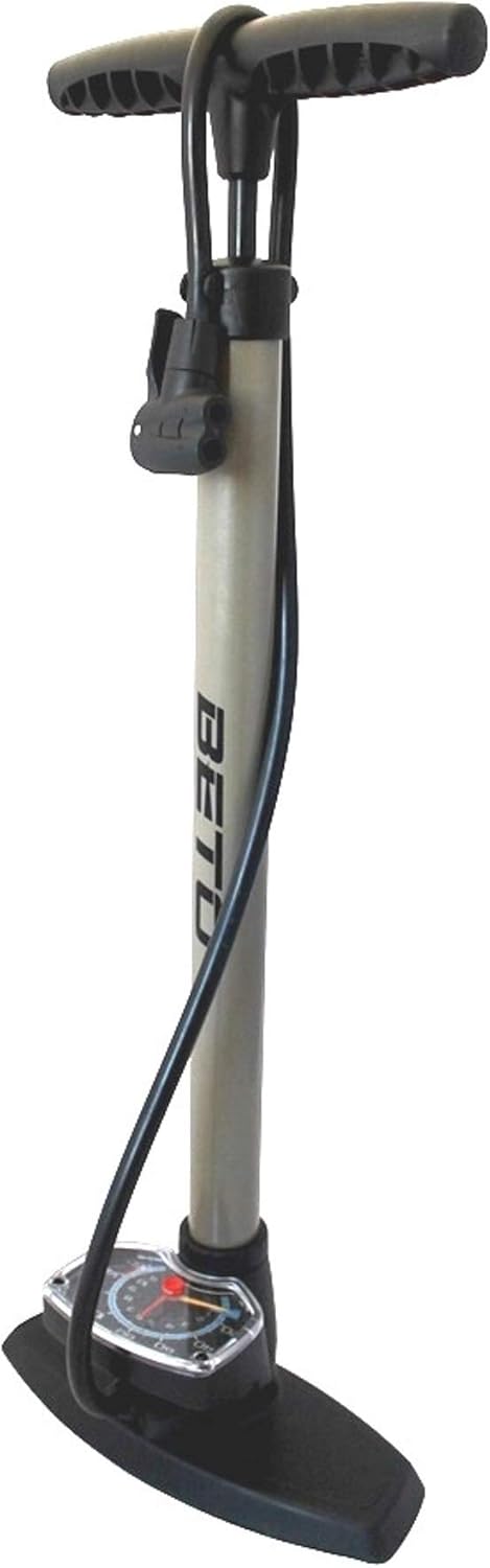 P4B | Luftpumpe in Titanium mit grossem Manometer | Fahrradpumpe für alle Ventile - Dunlop Ventil, F