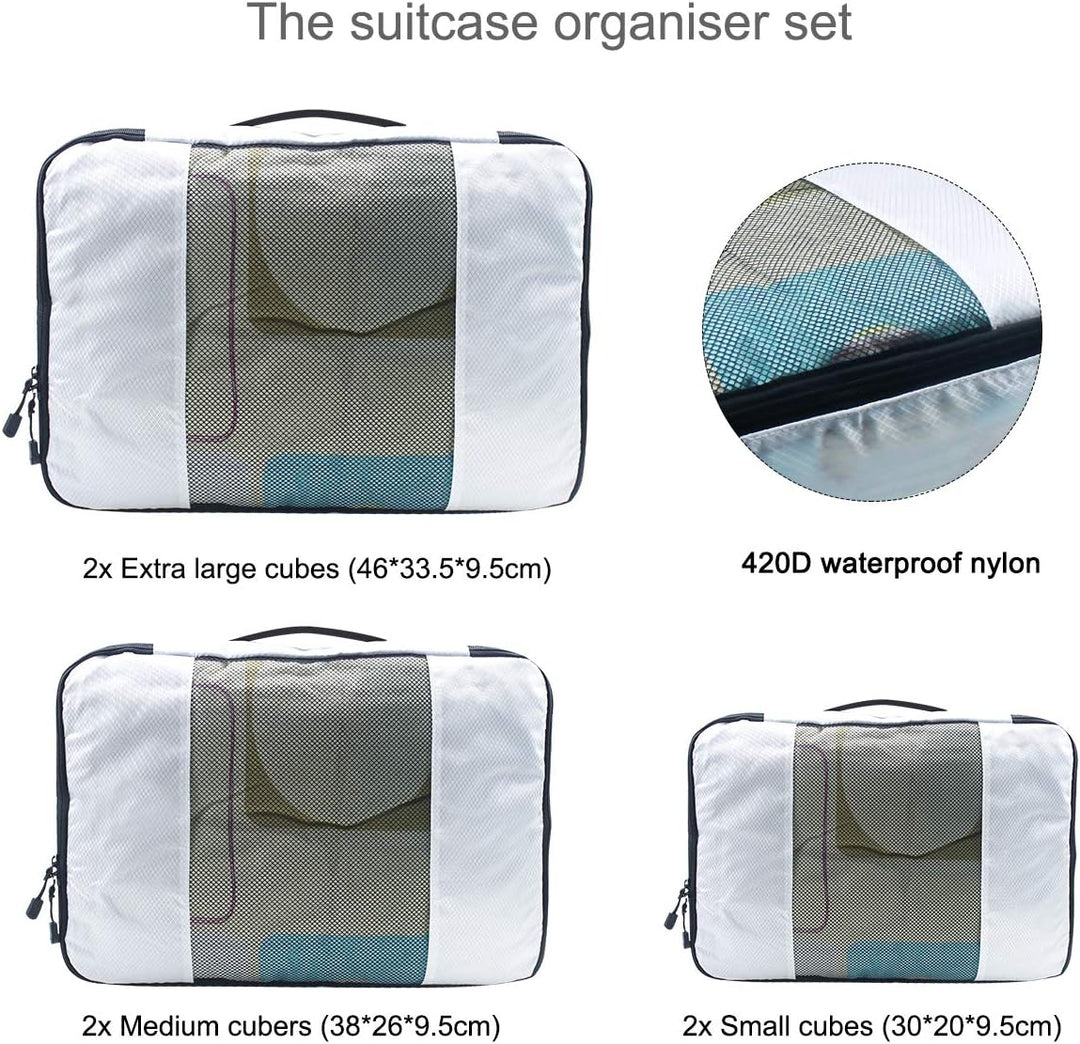 Kleidertaschen Set, Netspower Packing Cubes als Gepäck Organizer, 6 Stück wasserdichte Kofferorganiz