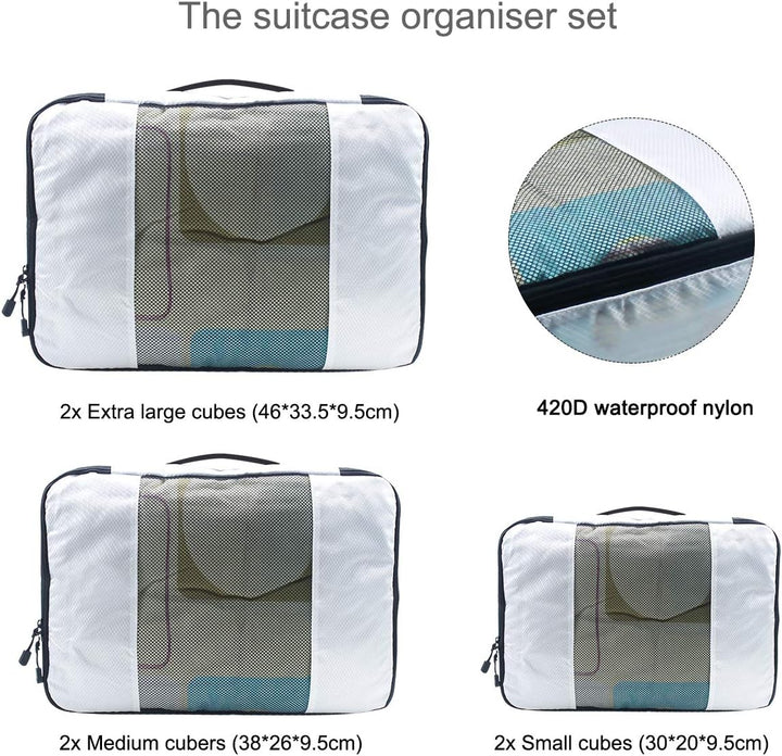 Kleidertaschen Set, Netspower Packing Cubes als Gepäck Organizer, 6 Stück wasserdichte Kofferorganiz