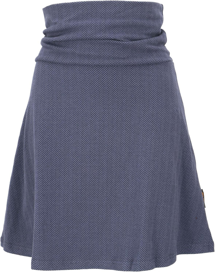 GURU SHOP Minirock aus Bio-Baumwolle, Tellerrock, Jacquard Rock mit Fischgrätenmuster, Blau, Size:XL