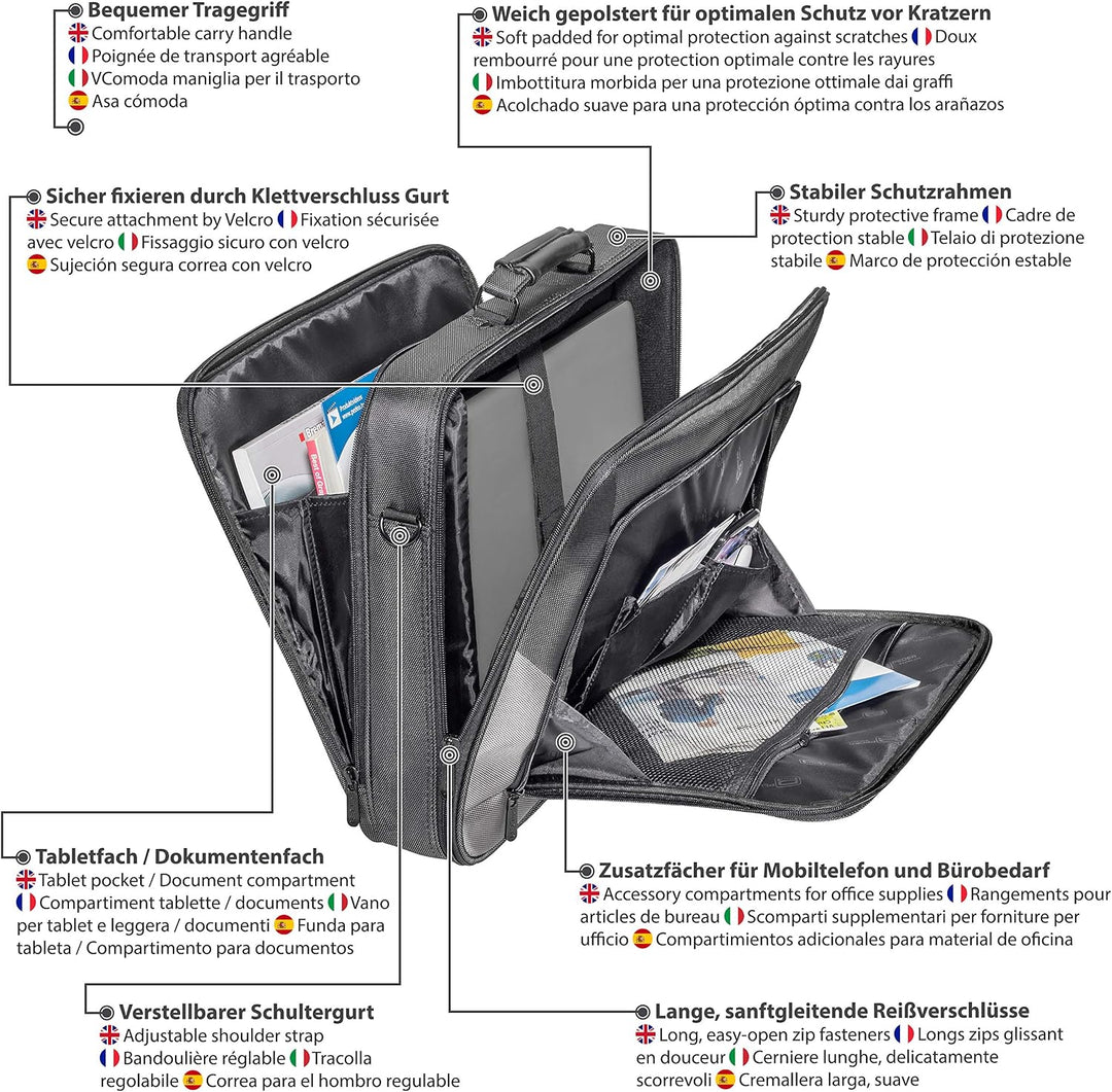 PEDEA Laptoptasche "Premium" Notebook-Tasche bis 17,3 Zoll (43,9 cm) Umhängetasche mit Schultergurt
