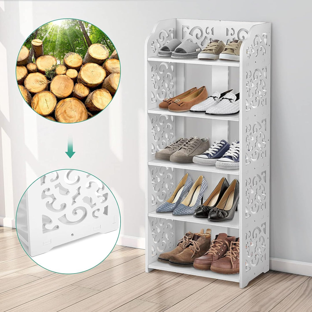 Ejoyous Schuhregal 5 Ebenen, Schuhablage Schmal Schuhschrank Schuhständer Platzsparend Stehregal Sho