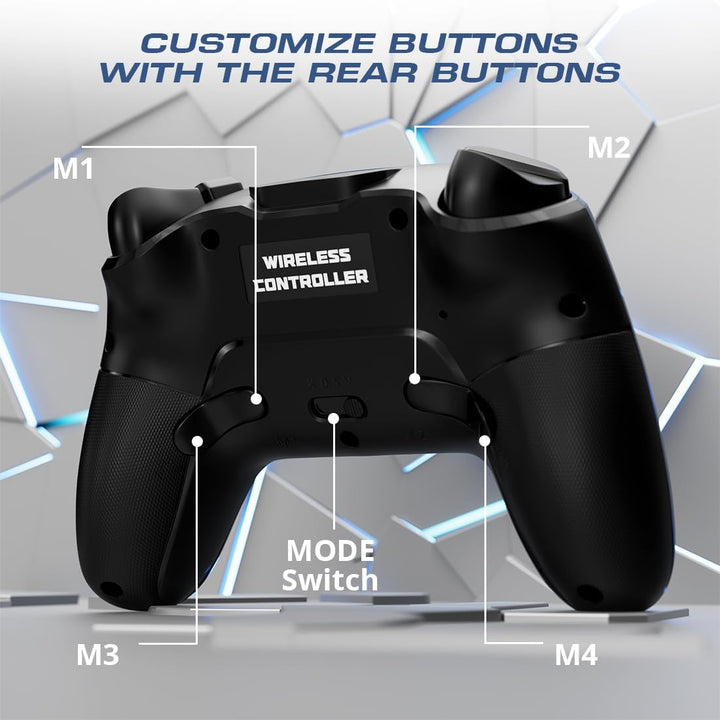 PC Joystick, Wireless Game Controller mit Double Vibration, 4 Programmierbare Tasten, Turbo, 6-Achse