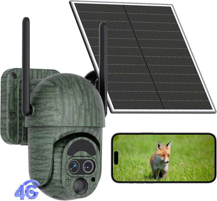 4G LTE Wildkamera mit SIM Karte, 2K Solar Wildtierkamera mit Handyübertragung APP Farbnachtsicht 12X