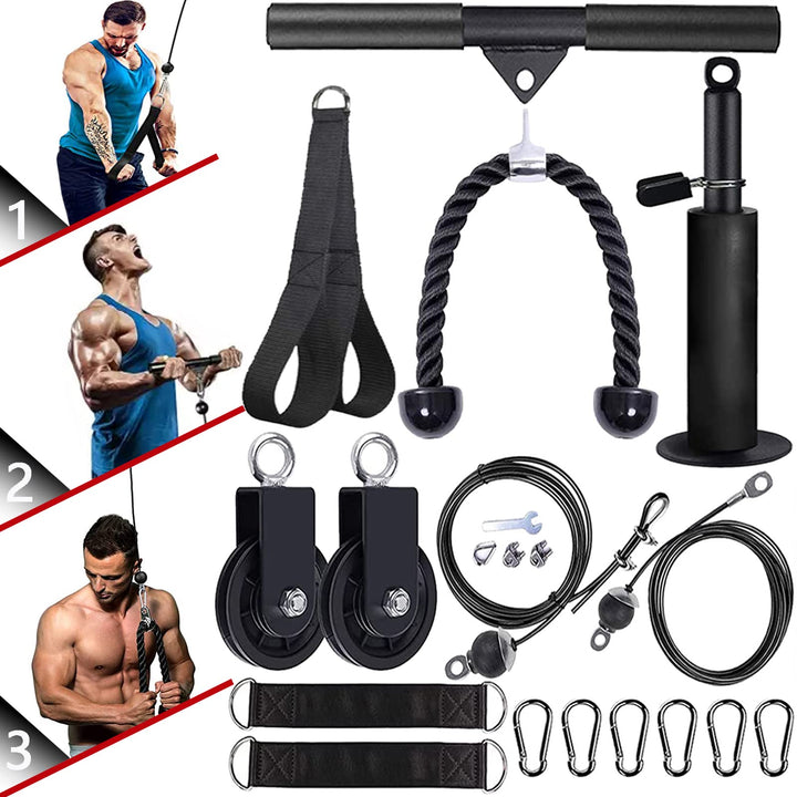 Favuit Kabelzug Fitness Kabel Latzug Unterarmtrainer Set, Gym Arm-Krafttraining Trizeps Seil Gewicht