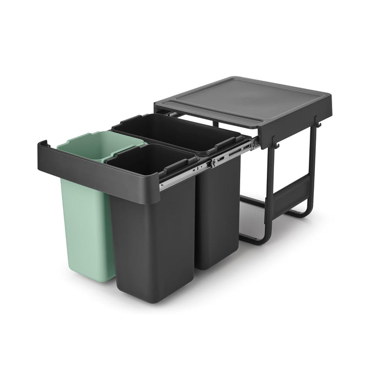 Brabantia Sort & Go Ausziehmülleimer | 10+10+20 l Einbaumülleimer für die Unterschranktür | Integrie