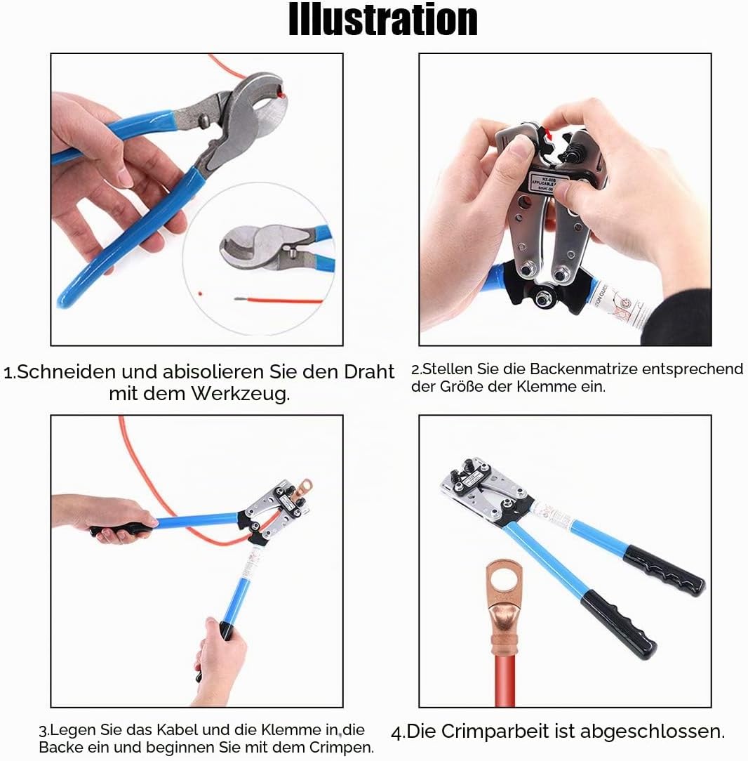 Glarks 2-Stück Draht-Crimpzange mit Kabelschneider für Cu/Al Terminal Ratsche Elektriker