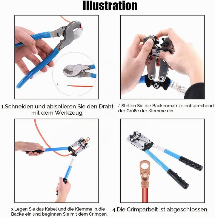 Glarks 2-Stück Draht-Crimpzange mit Kabelschneider für Cu/Al Terminal Ratsche Elektriker