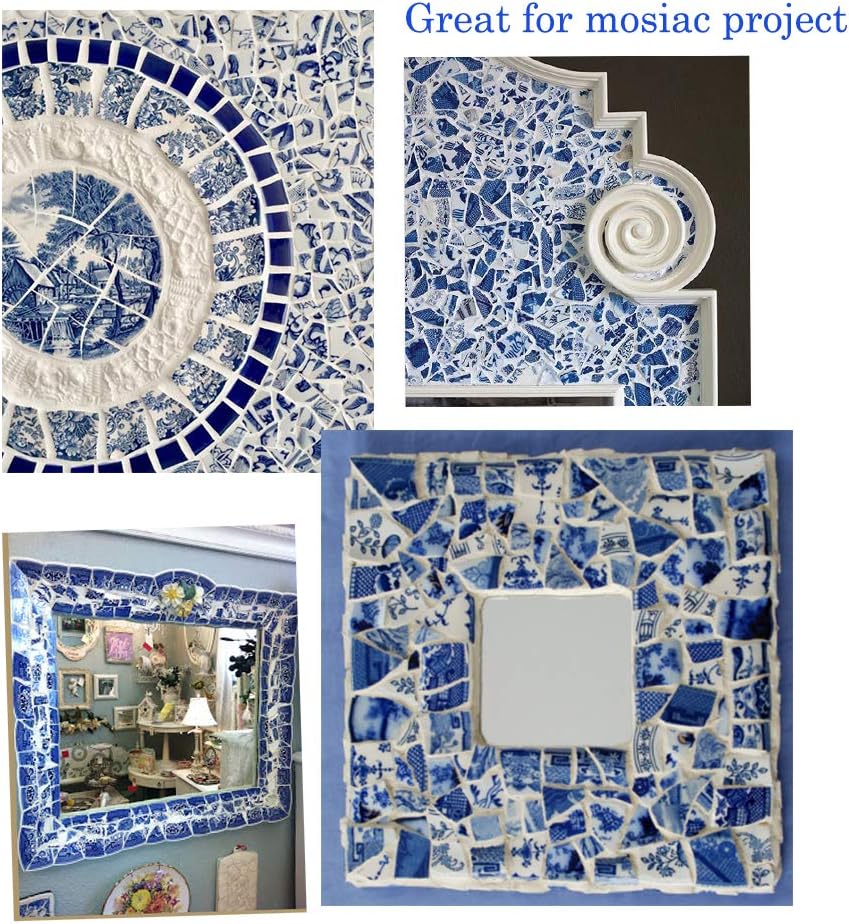 Lanyani Porzellan-Fliesen-Sortiment mit zerbrochenen Keramikfliesen in Blau und Weiss, für Mosaikarb