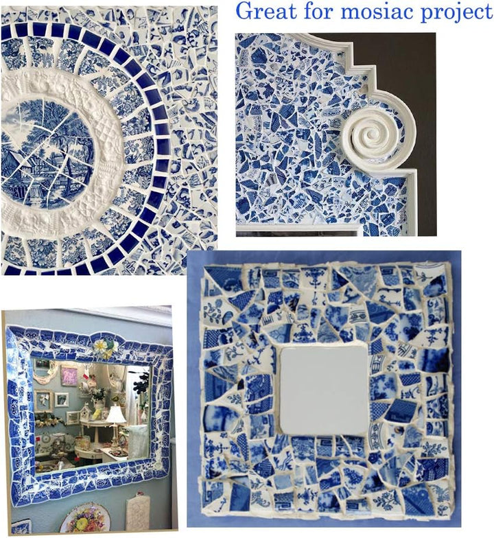 Lanyani Porzellan-Fliesen-Sortiment mit zerbrochenen Keramikfliesen in Blau und Weiss, für Mosaikarb